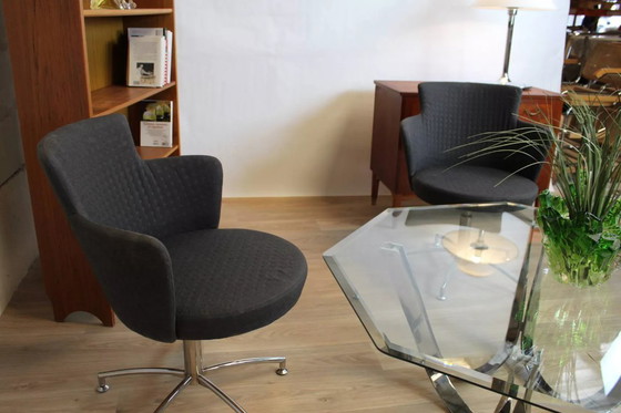 Image 1 of Vintage swivel armchair in axelson grey fabric for 2014 suede upholstery