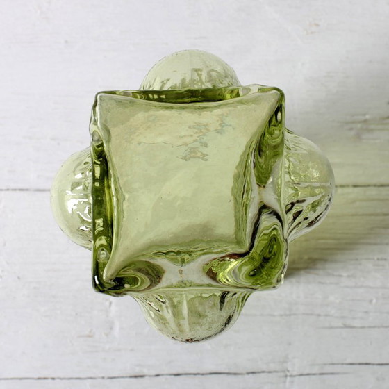 Image 1 of Vintage Scandinavian Lime Glass Vase / Rune Strand for Sea Kosta Glasbruk / 1970s