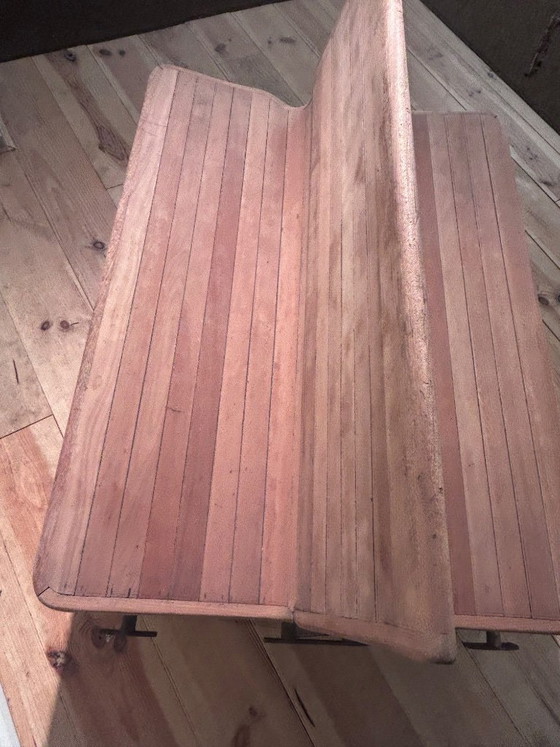Image 1 of Vintage mid-century train bench