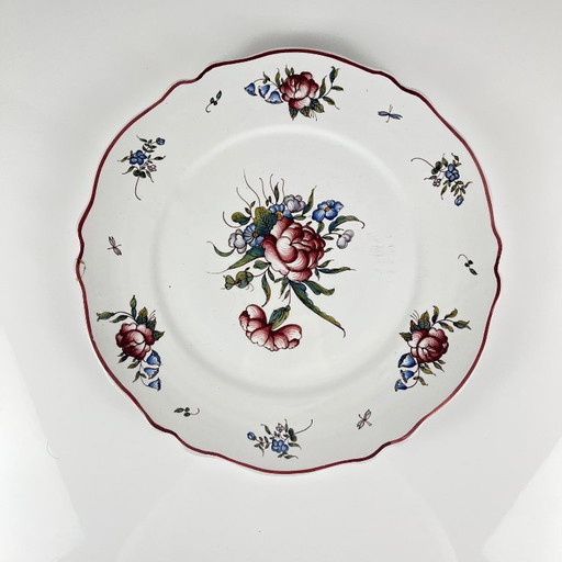 Handbemalter Kuchenteller mit Rosenmotiv, um 1960/70