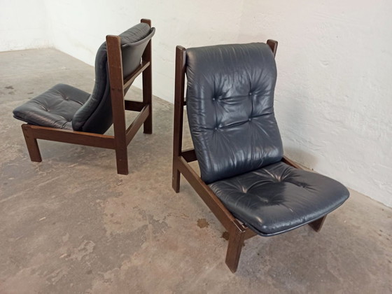 Image 1 of 2 sillones de cuero de mediados de siglo