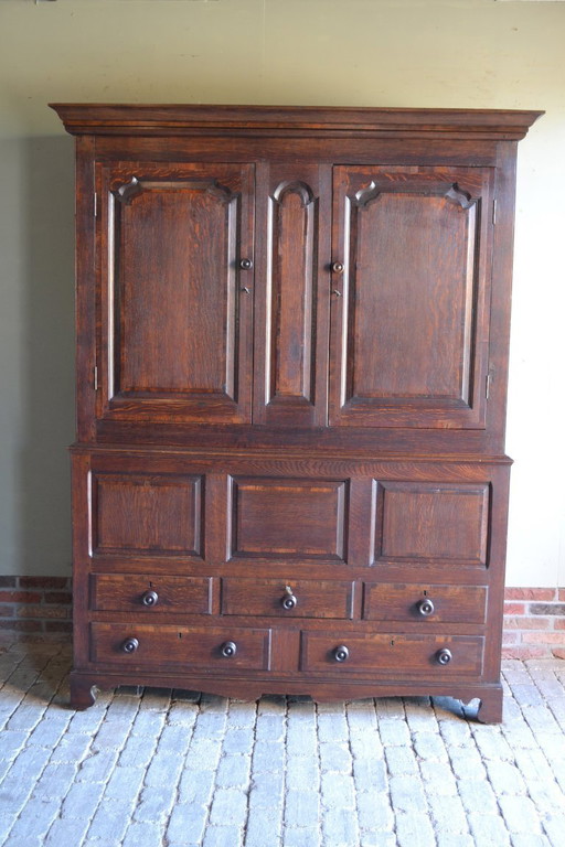 Antique oak wood cabinet, closet.