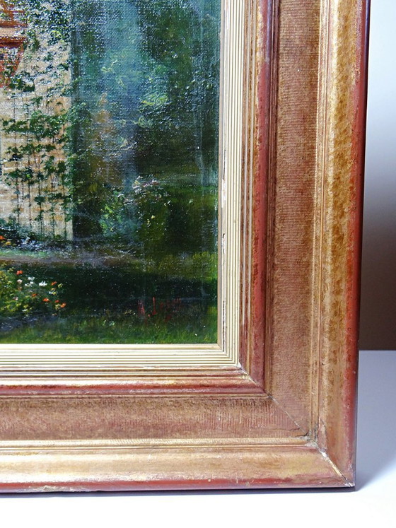 Image 1 of Gran cuadro "Villa Camille" de los años 40-60, óleo sobre lienzo, firmado por M. Lesoll.