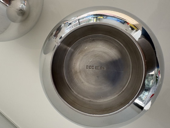 Image 1 of Porte-bougies chauffe-plat vintage Ikea en acier inoxydable Nässjö, lot de deux