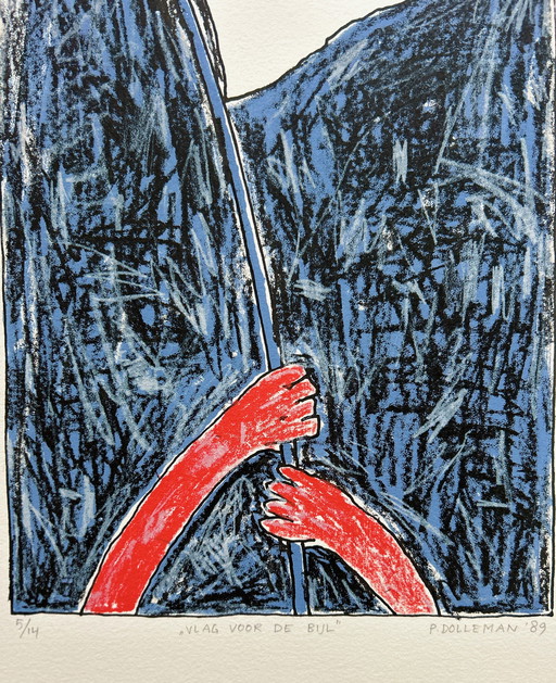 Lithografie Petra Dolleman - Fahne für die Axt