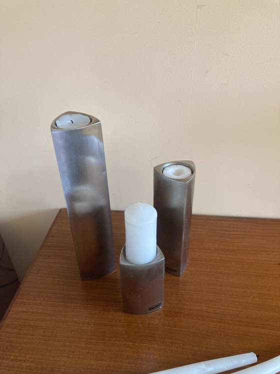 Image 1 of Set of 3 Vintage candlesticks Herstal Denmark