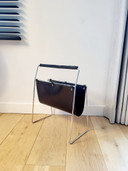Leather magazine rack, 1970s design