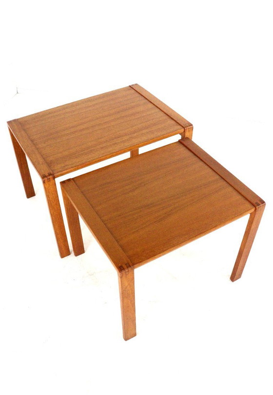 Image 1 of Set van 2 nesting tables bijzettafels Deens vintage