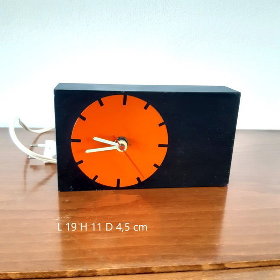 Image 1 of Mid Century design NUFA electric table clock L19H11D4.5cm