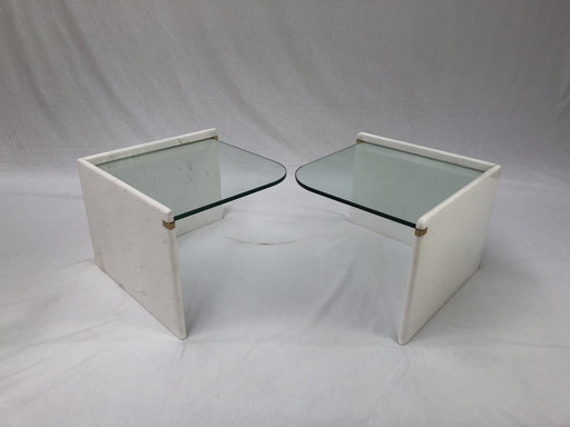 Italiaanse bijzettafel Set, marmer en glas