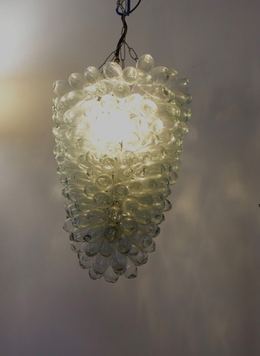 Lámpara de techo/araña de cristal transparente con forma de uva, años 70