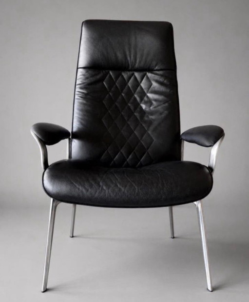 Stressless James loungestoel met voetenbank, zwart leer
