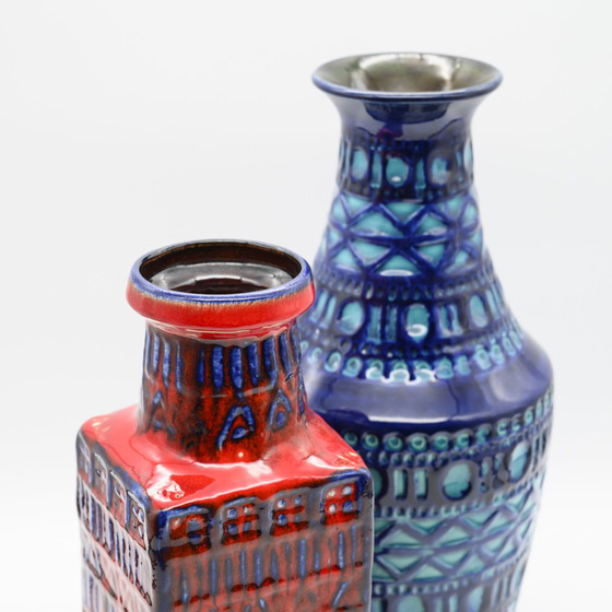 Image 1 of Vase Retro BAY Céramique DUO 606-30 + 70-25 Fat Lava Vintage 60s WGP Mid Century