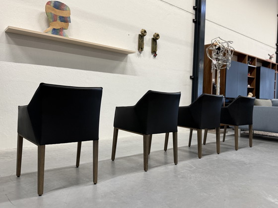 Image 1 of 4 Chaise de salle à manger Leolux Pyrite en cuir noir