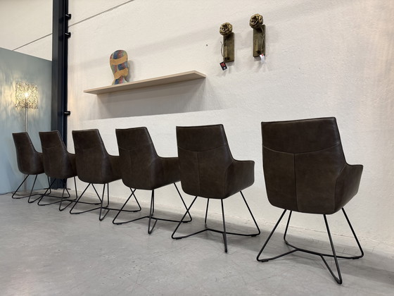 Image 1 of 6 De Toekomst Quinty chaise de salle à manger tissu cuir