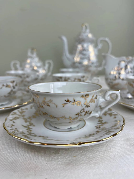 Servizio da caffè antico in porcellana fine dorata – per 6 persone – Vintage – Stoviglie, Porcelain, Gold (photo 5 of 16)