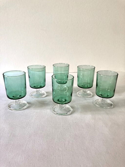 6 copas Luminarc con tallo, modelo sueco n.º 5, copa verde