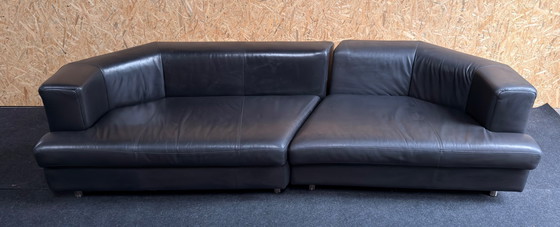 Image 1 of Rolf Benz bank en 2 fauteuils zwart leer
