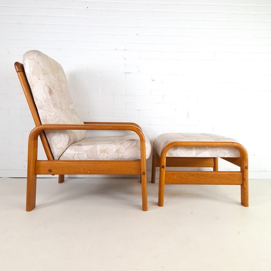 Image 1 of Vintage armchair with ottoman, Danish design, teak, 1970s