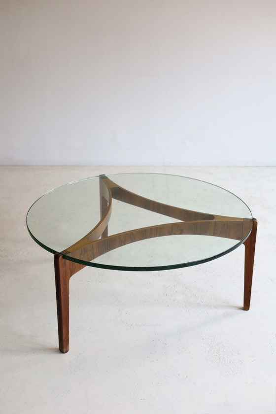 Vintage Coffee table, Sven Ellekaer – Glass, Wood (photo 5 of 6)