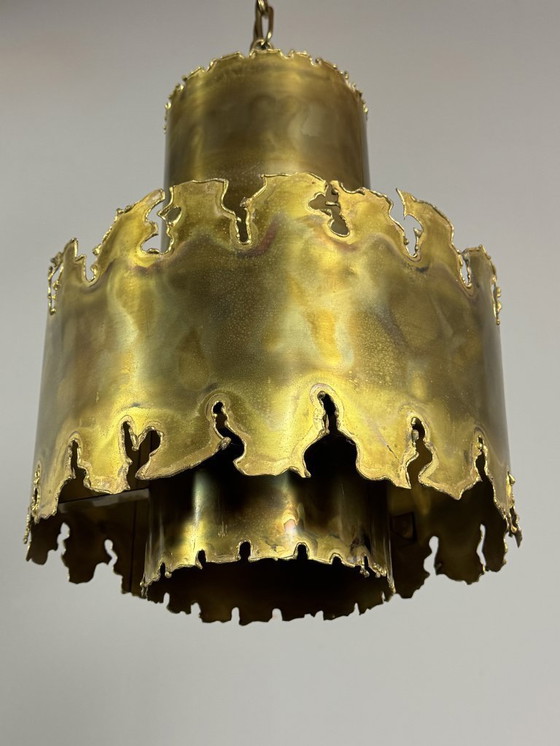 Image 1 of Brutalist Brass Pendant Lamp, Model 6407 by Svend Aage Holm-Sørensen for Holm Sørensen, Denmark, 1960s