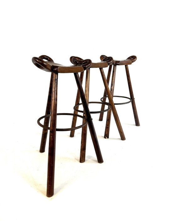 Image 1 of 3x tabourets de bar vintage 'Marbella', Conoform '60