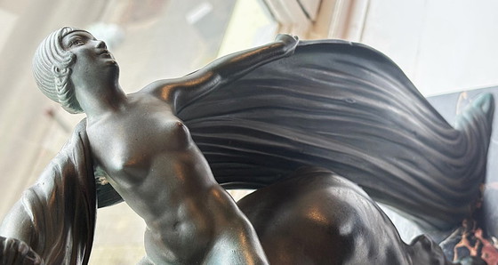 Image 1 of Escultura monumental Art Déco de Charles Lemanceau (Charles), década de 1930: figura alada a caballo