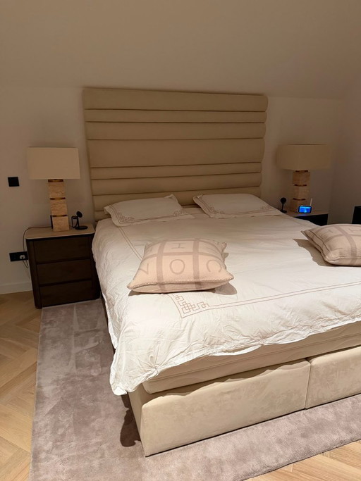 Tête de lit, sommier sur mesure Mercis Blues 304 – tweepersoonsbedden, Polyester