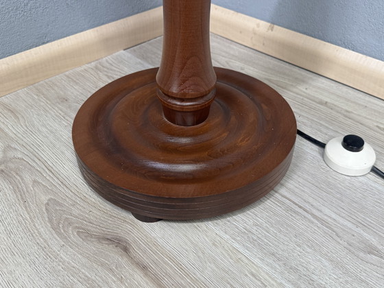Image 1 of Vintage standing lamp with classic shade and wooden base