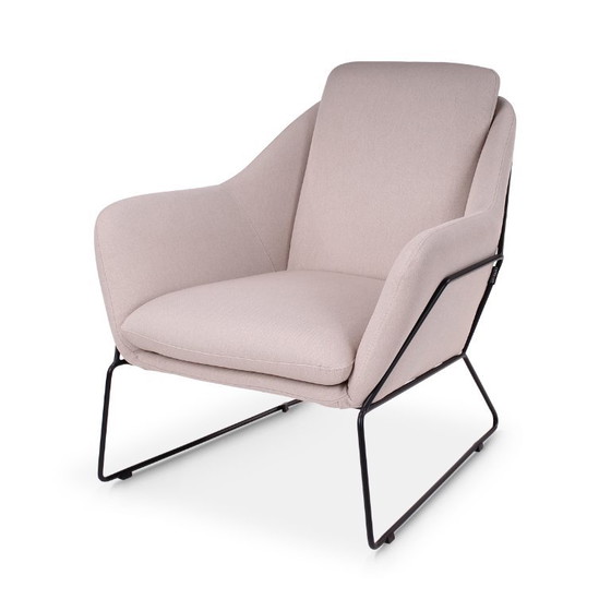 Fauteuil lounge avec cadre métallique et revêtement en tissu, Castle Line, Textile, Beige, Modern (photo 3 sur 6)