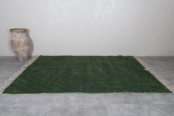 Image 1 of Alfombra bereber marroquí verde, hecha a medida, 150/250 cm.