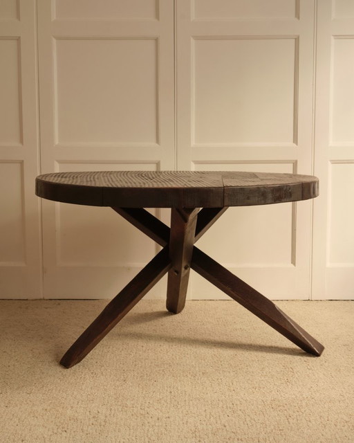 Table ronde en bois - 1950s