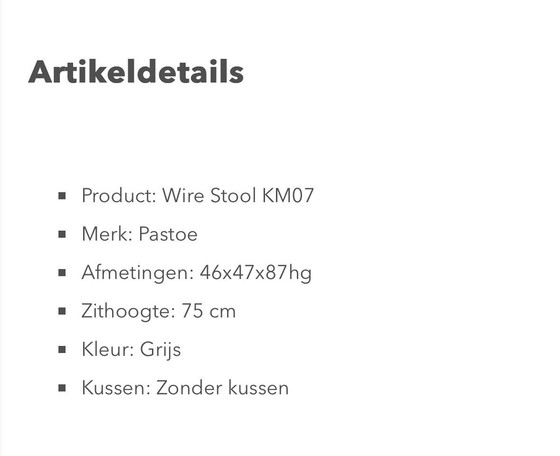 Image 1 of 2 barkrukken PASTOE filo 75 cm