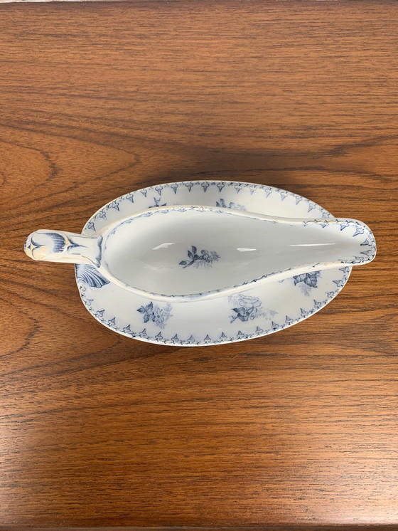 Image 1 of Sarreguemines U&C Flore Model Sauceboat, 19th Century