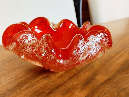 Vintage Candy Bowl in Ruby Glass with Silver Aventurine