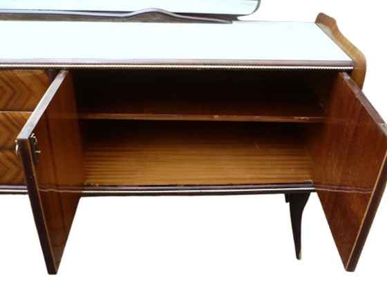 Image 1 of Credenza anni '40-'50 con grande specchio, stile Ital Design Fratelli Rigamonti, Mid Century Modern