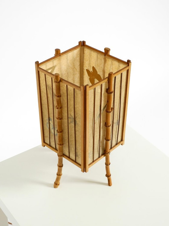 Beautiful French Mid-Century Modern Table Lamp Made Of Bamboo And Parchment Paper (photo 8 of 20)