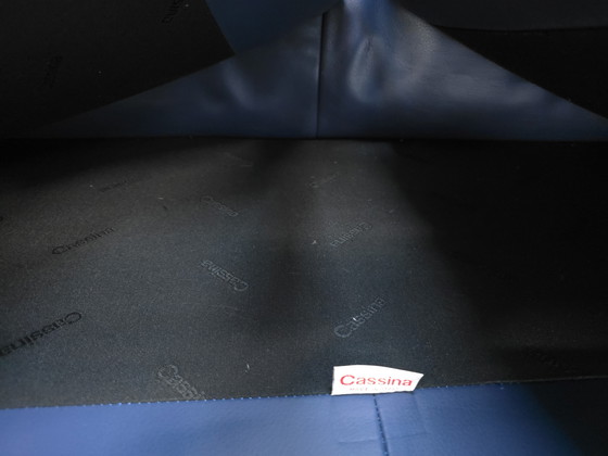 Image 1 of Cassina Maralunga Two-Seater Blue Designer Sofa Leather Sofa Couch Magistretti