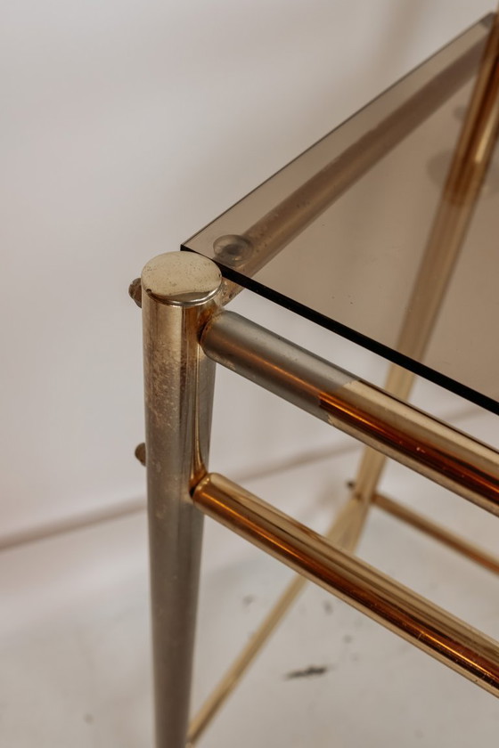 Image 1 of Vintage brass vanity table with stool