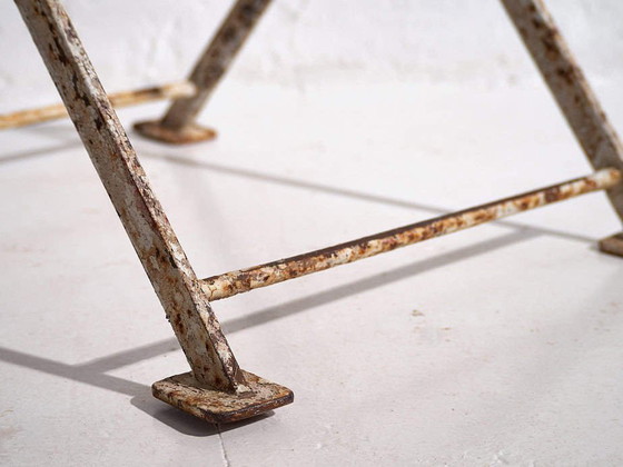 Antique red garden folding chairs (c.1920). Set of 4 pieces – Garden chairs, Wood, Iron (photo 14 of 40)