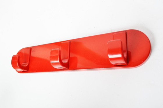 Image 1 of 1970's Italian Coat Rack by Carlo Bartoli for Con&Con / Red Plastic / Space Age, Vintage Kitchen Hooks