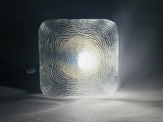 Image 1 of Vierkante helder glazen inbouwlamp voor lage plafonds of wand, 1990