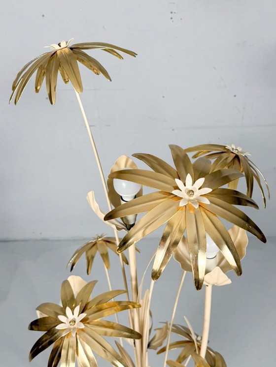 Image 1 of Lámpara de pie floral, estilo Hollywood Regency, años 70