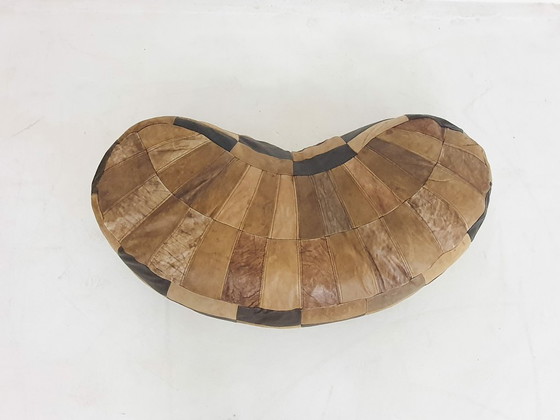 Image 1 of Vintage kidney shaped patchwork ottoman, The Netherlands 1970's