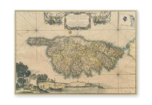 Rare ancient map of Corsica from the 18th century! – schilderijen tekeningen, Paper