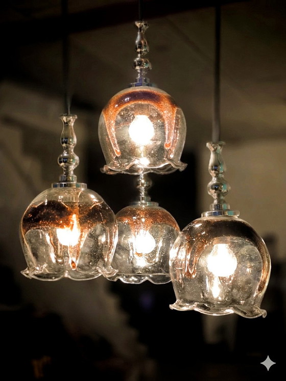 Image 1 of Lampadario a cascata con 4 elementi in vetro di Murano, Italia, anni '60.