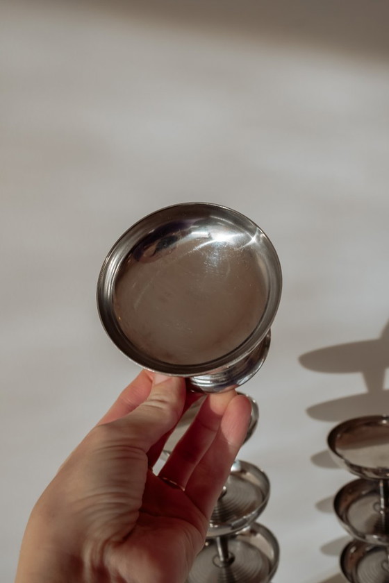 Image 1 of Set van 12 vintage Italiaanse roestvrijstalen coupes 