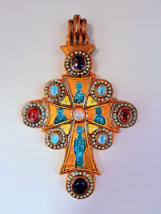 Marc Roussel glazed ceramic cross