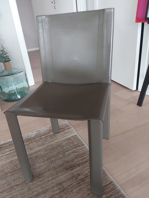 6 Italiaanse Eetkamerstoelen van Carlo Bartoli voor Mateo Grassi – Leather