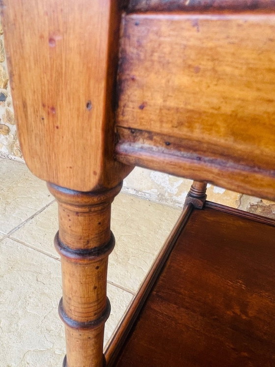 Image 1 of Three-Tiered, Walnut Turned Wood, Faux Bamboo, Side Table, 1930s